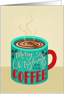 Merry Christmas, Coffee Mug, First Coffee, Vintage, Retro card