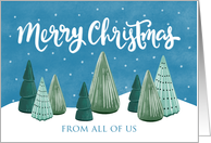 Business Merry Christmas, Forest, Trees, Snow, Winter, From All of Us card