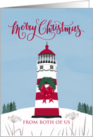 Merry Christmas, Lighthouse, Wreath, Nautical, From Both Of Us card
