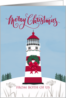 From Both Of Us, Merry Christmas, Lighthouse, Nautical, Wreath card