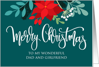 Dad and Girlfriend, Merry Christmas, Poinsettia, Rosehip, Berries card