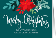 Great Grandparents, Merry Christmas, Poinsettia, Rosehip, Berries card