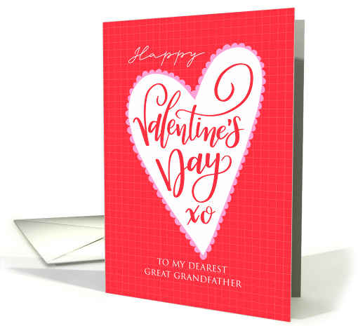 Great Grandfather Big Valentines Day Heart and Hand Lettering card