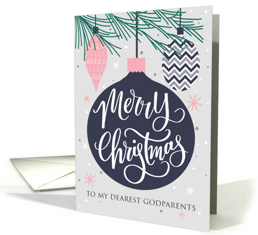 Godparents, Merry Christmas, Christmas Ornaments, Baubles card
