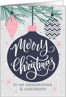 Grandfather and Girlfriend, Merry Christmas, Christmas Ornaments card
