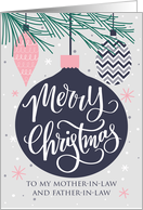 Mother-In-Law and Father-In-Law, Merry Christmas, Christmas Ornaments card