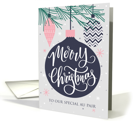 Au Pair, Merry Christmas, Christmas Ornaments, Hand Lettering card