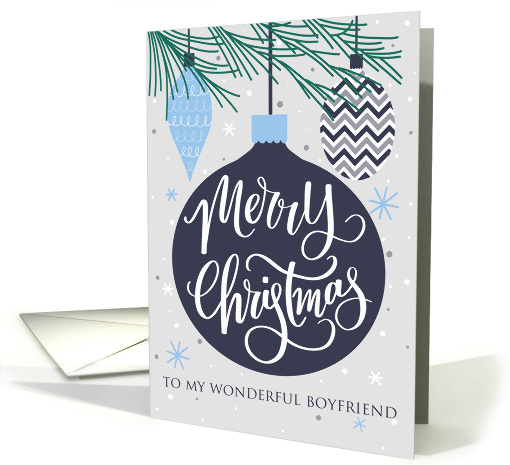 Boyfriend, Merry Christmas, Christmas Ornaments, Hand Lettering card