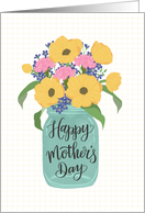 Happy Mother’s Day, Mason Jar, Flowers, Carnations, Hand Lettering card