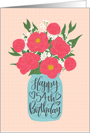 54th Birthday, Happy Birthday, Mason Jar, Flowers, Hand Lettering card