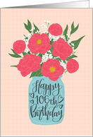 106th Birthday, Happy Birthday, Mason Jar, Flowers, Hand Lettering card