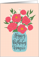 Fiancee, Happy Birthday, Mason Jar, Flowers, Hand Lettering card