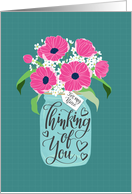 Niece, Thinking Of You, Mason Jar, Flowers, Hand Lettering card