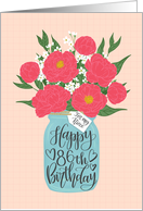 Niece, 86th, Happy Birthday, Mason Jar, Flowers, Hand Lettering card