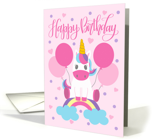 Birthday Kid - Unicorn Sitting On Rainbow With Balloons card (1621662)