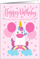 Birthday Foster Daughter Unicorn Sitting On Rainbow card