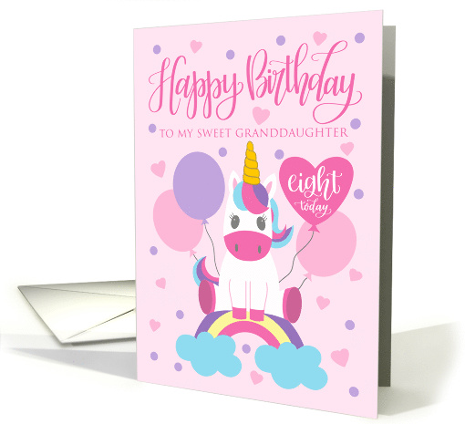 8th Birthday Granddaughter Unicorn Sitting On Rainbow... (1622764)
