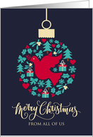From All of Us with Christmas Peace Dove Bauble Ornament card