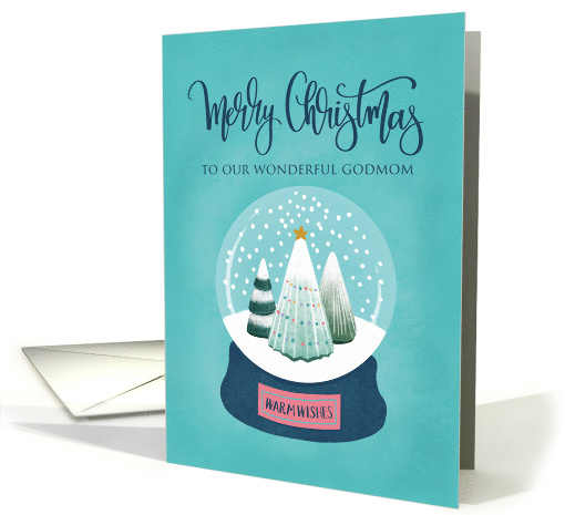 OUR Godmom Merry Christmas with Snow Globe of Trees card (1631770)