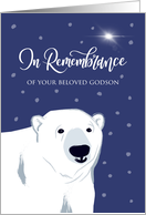 Christmas Remembrance of Godson with Polar Bear looking up at a star card
