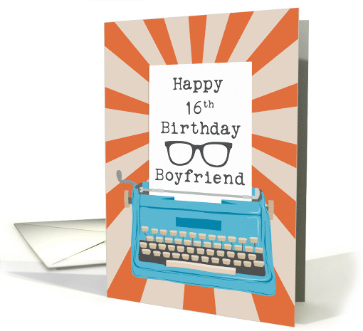Boyfriend Happy 16th Birthday Typewriter Glasses... (1650968)