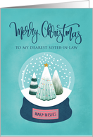 Sister in Law Merry Christmas with Snow Globe of Trees card
