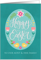 OUR Aunt and Her Family Easter Egg with Flowers and Chicks card