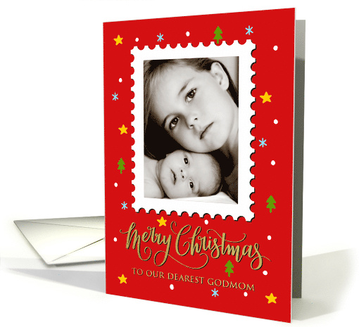 OUR Godmom Custom Photo Postage Stamp with Faux Gold... (1655646)