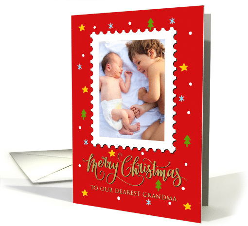 OUR Grandma Custom Photo Postage Stamp with Faux Gold... (1655666)