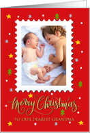 OUR Grandma Custom Photo Postage Stamp with Faux Gold Merry Christmas card
