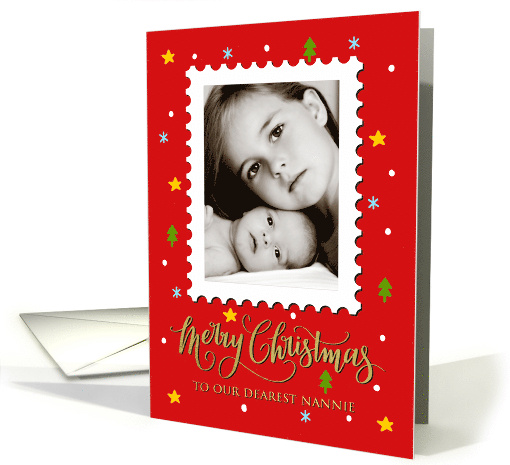 OUR Nannie Custom Photo Postage Stamp with Faux Gold... (1656130)