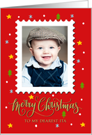 My Ita Custom Photo Postage Stamp with Faux Gold Merry Christmas card