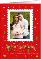 Expecting Grandparents Custom Photo Postage Stamp Merry Christmas card