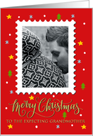 Expecting Grandmother Custom Photo Postage Stamp Merry Christmas card