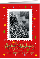 Expecting Grandma Custom Photo Postage Stamp Merry Christmas card