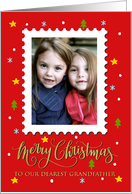 OUR Grandfather Custom Photo Postage Stamp with Merry Christmas card