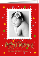 My Gramps Custom Photo Postage Stamp with Merry Christmas card
