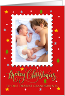 OUR Grandparents Custom Photo Postage Stamp with Merry Christmas card
