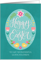 My Godchildren Easter Egg with Flowers and Chicks Hand Lettering card