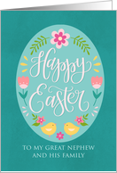 My Great Nephew and His Family Easter Egg with Flowers Chicks card