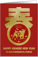 OUR Friend Happy Chinese New Year Ox Spring Chinese character card