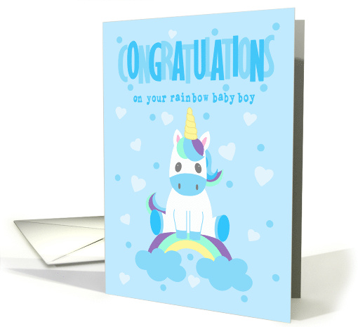 Congratulations on Rainbow Baby Boy with Unicorn sitting... (1664860)