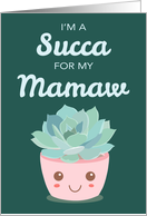 Valentines Day Im a Succa for My Mamaw with Kawaii Succulent Plant card