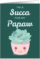 Valentines Day Im a Succa for My Papaw with Kawaii Succulent Plant card