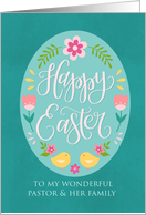 My Pastor and HER Family Easter Egg with Flowers and Chicks card