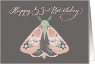 Happy 53rd Birthday Beautiful Moth with Flowers on Wings Whimsical card