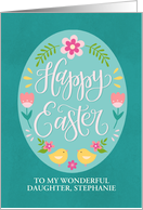Customize for Any Relation Easter Egg with Flowers and Chicks card