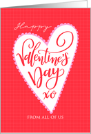 From All Of Us Happy Valentines Day with Big Heart and Hand Lettering card