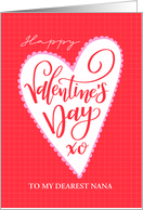 Customize Nana Happy Valentines Day with Big Heart and Hand Lettering card