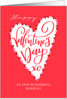 OUR Reservist Happy Valentines Day with Big Heart and Hand Lettering card